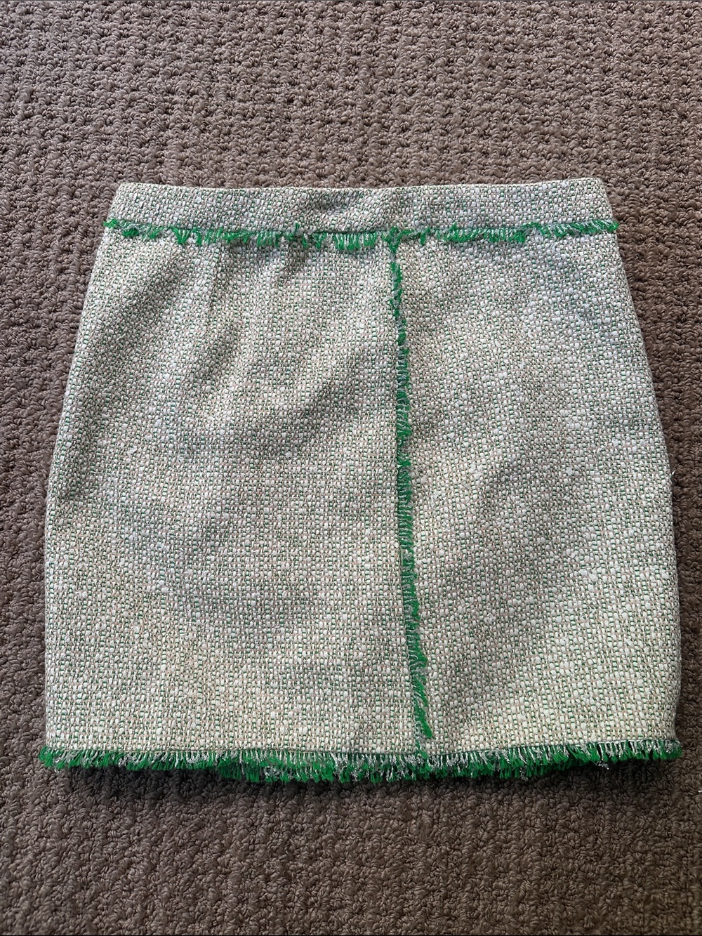 J. Crew Tweed Mini Skirt with Green Trim